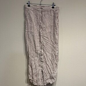 Artisan NY 100% Linen Striped Button-Down Maxi Skirt Size Medium